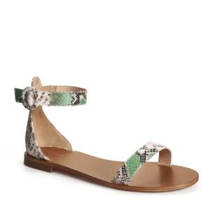 L'AGENCE Green and Brown Sandals
